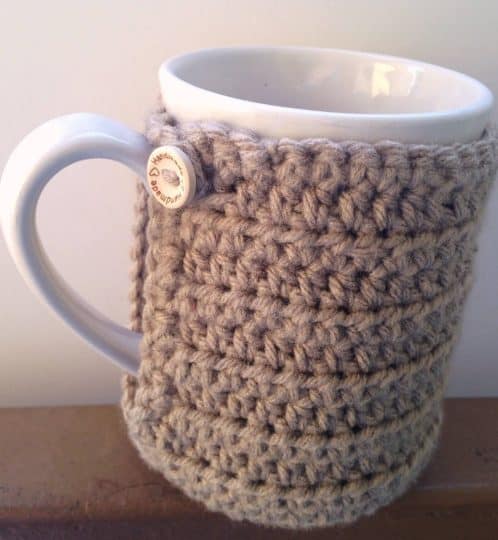 Crochet Cup Cozy Pattern, Built in Coaster, PDF Download