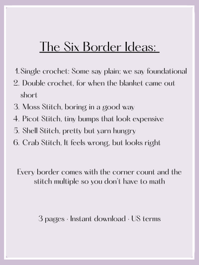 Copy of Placeholder Text (2) Crochet Borders for Blankets: Printable (PDF) Cheat Sheet